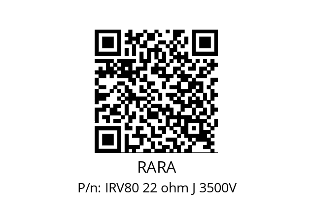   RARA IRV80 22 ohm J 3500V