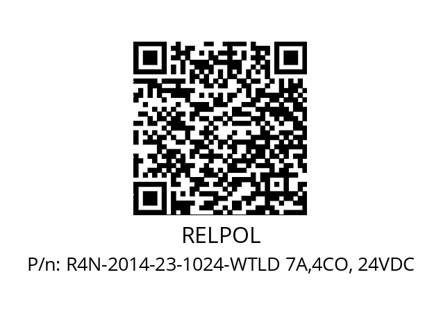   RELPOL R4N-2014-23-1024-WTLD 7A,4CO, 24VDC