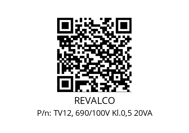   REVALCO TV12, 690/100V Kl.0,5 20VA