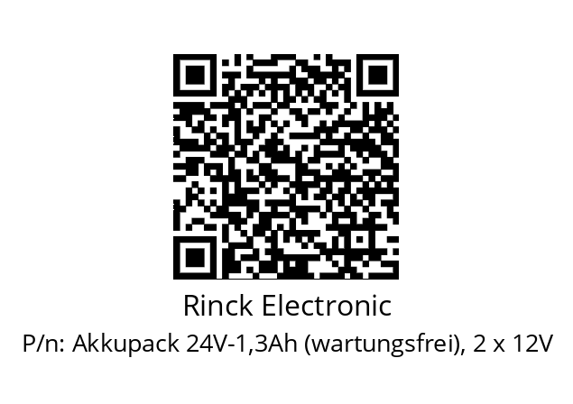   Rinck Electronic Akkupack 24V-1,3Ah (wartungsfrei), 2 x 12V