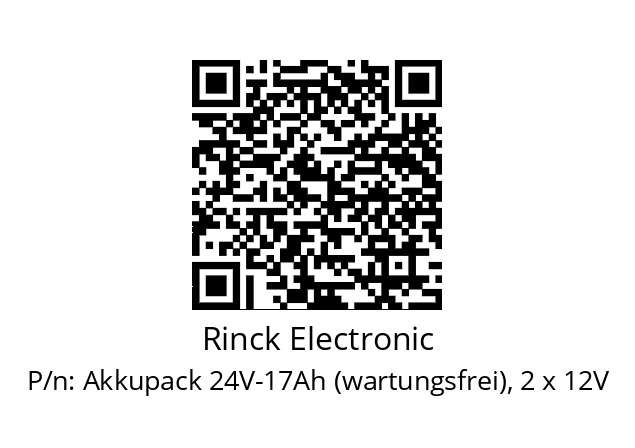   Rinck Electronic Akkupack 24V-17Ah (wartungsfrei), 2 x 12V