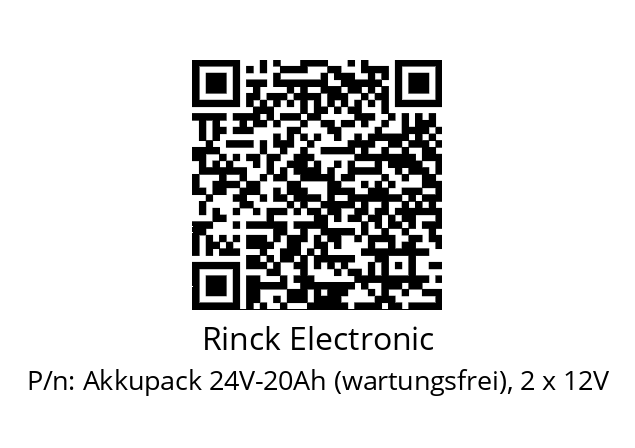   Rinck Electronic Akkupack 24V-20Ah (wartungsfrei), 2 x 12V