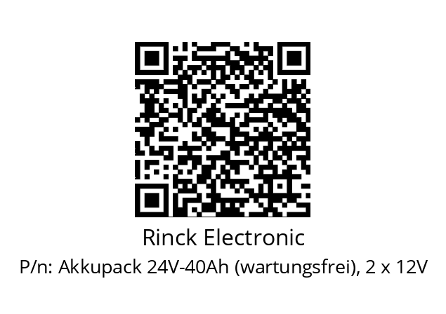   Rinck Electronic Akkupack 24V-40Ah (wartungsfrei), 2 x 12V