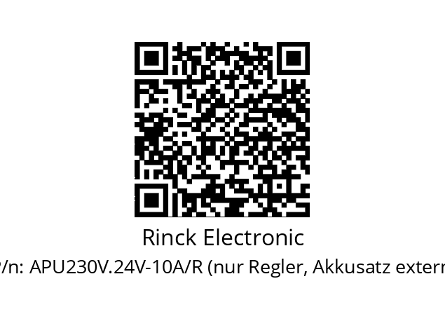   Rinck Electronic APU230V.24V-10A/R (nur Regler, Akkusatz extern)