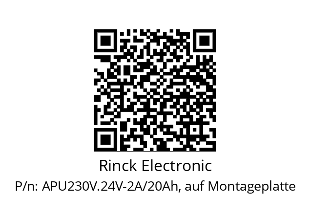   Rinck Electronic APU230V.24V-2A/20Ah, auf Montageplatte