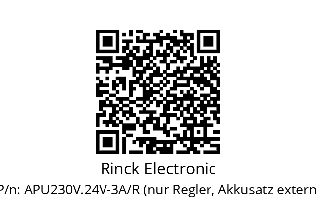   Rinck Electronic APU230V.24V-3A/R (nur Regler, Akkusatz extern)