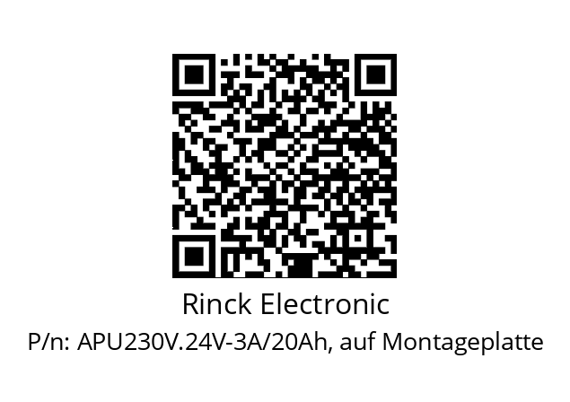   Rinck Electronic APU230V.24V-3A/20Ah, auf Montageplatte