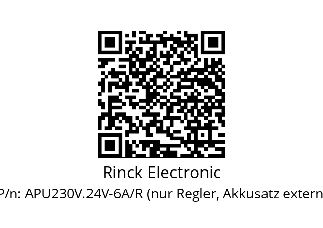   Rinck Electronic APU230V.24V-6A/R (nur Regler, Akkusatz extern)