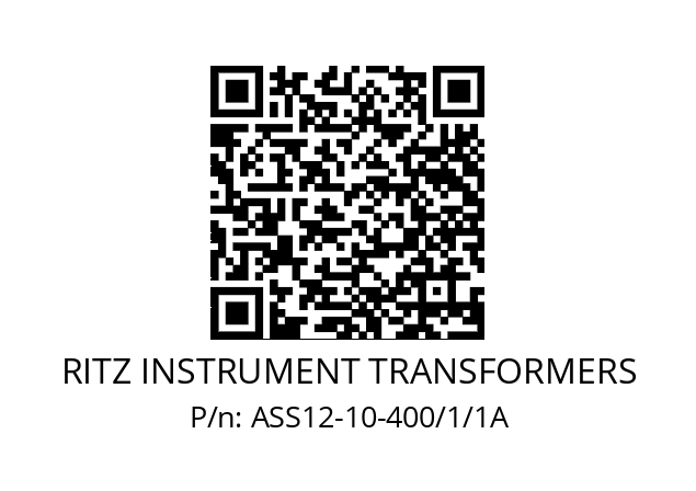   RITZ INSTRUMENT TRANSFORMERS ASS12-10-400/1/1A