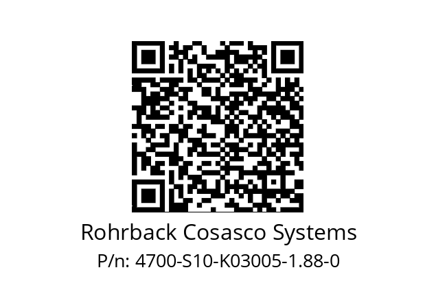   Rohrback Cosasco Systems 4700-S10-K03005-1.88-0