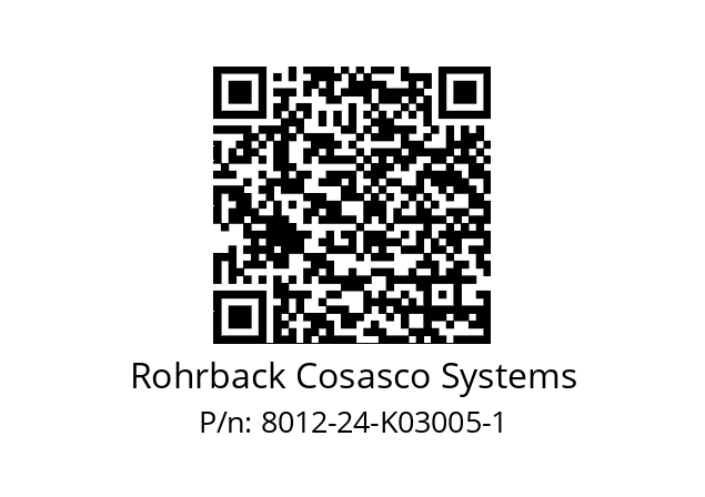   Rohrback Cosasco Systems 8012-24-K03005-1