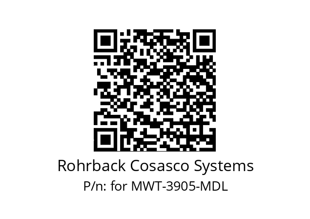   Rohrback Cosasco Systems for MWT-3905-MDL