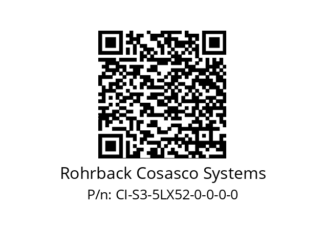   Rohrback Cosasco Systems CI-S3-5LX52-0-0-0-0