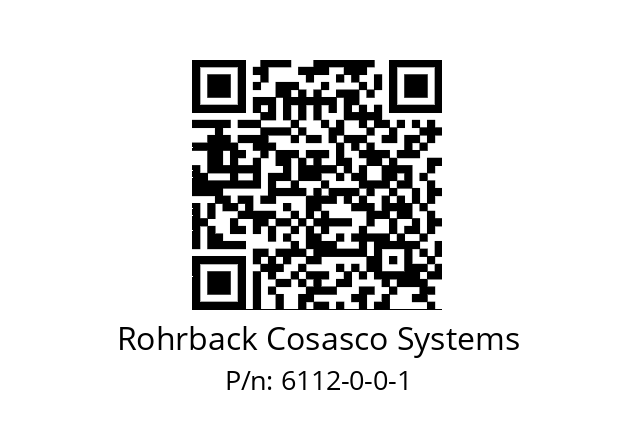   Rohrback Cosasco Systems 6112-0-0-1