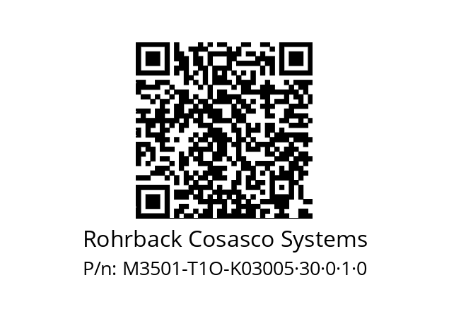   Rohrback Cosasco Systems M3501-T1O-K03005·30·0·1·0