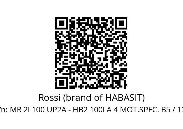   Rossi (brand of HABASIT) MR 2I 100 UP2A - HB2 100LA 4 MOT.SPEC. B5 / 137