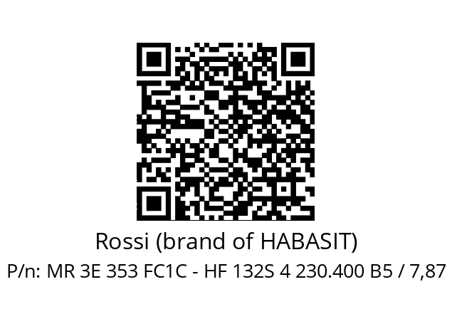   Rossi (brand of HABASIT) MR 3E 353 FC1C - HF 132S 4 230.400 B5 / 7,87