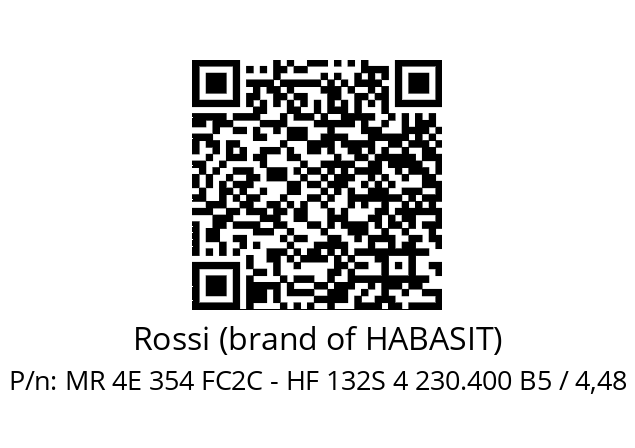   Rossi (brand of HABASIT) MR 4E 354 FC2C - HF 132S 4 230.400 B5 / 4,48