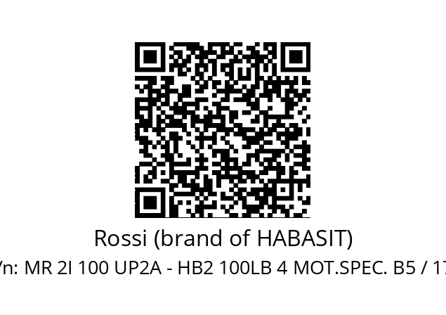   Rossi (brand of HABASIT) MR 2I 100 UP2A - HB2 100LB 4 MOT.SPEC. B5 / 175