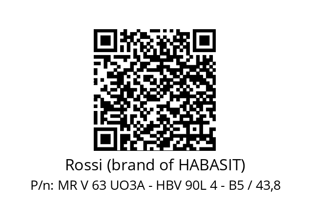   Rossi (brand of HABASIT) MR V 63 UO3A - HBV 90L 4 - B5 / 43,8