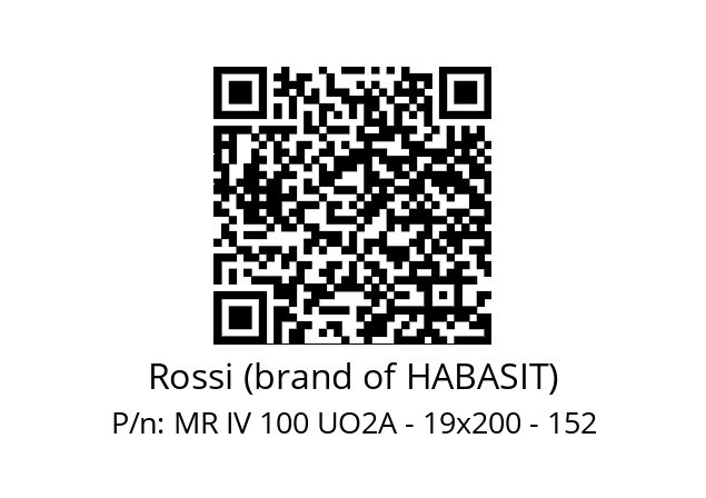   Rossi (brand of HABASIT) MR IV 100 UO2A - 19x200 - 152