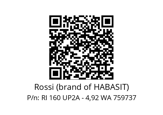   Rossi (brand of HABASIT) RI 160 UP2A - 4,92 WA 759737