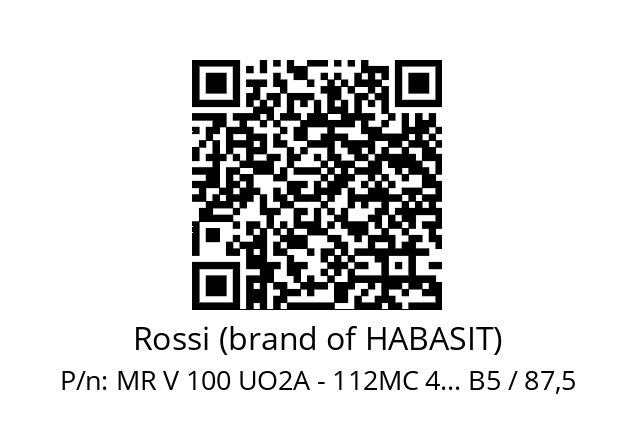   Rossi (brand of HABASIT) MR V 100 UO2A - 112MC 4... B5 / 87,5