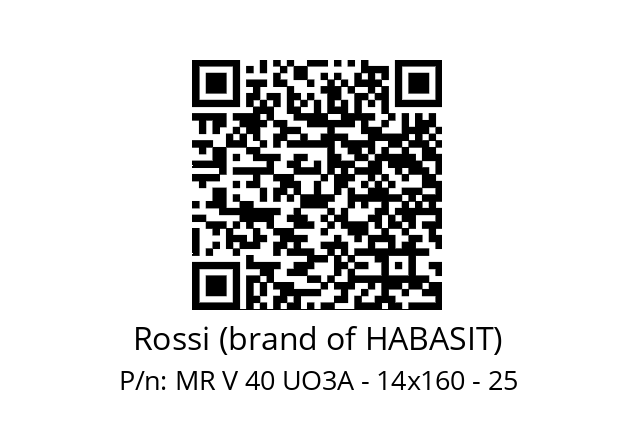   Rossi (brand of HABASIT) MR V 40 UO3A - 14x160 - 25