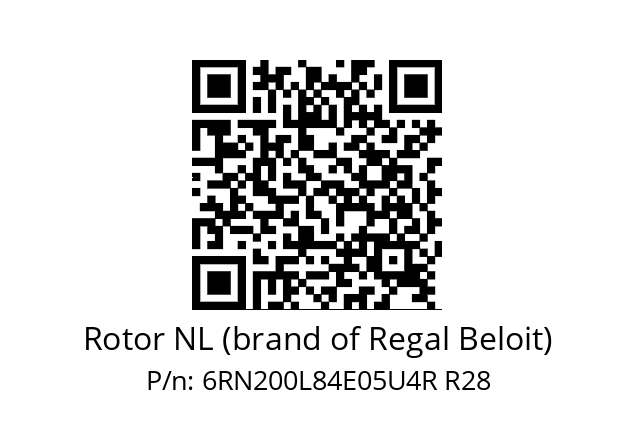   Rotor NL (brand of Regal Beloit) 6RN200L84E05U4R R28