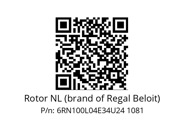   Rotor NL (brand of Regal Beloit) 6RN100L04E34U24 1081