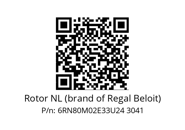   Rotor NL (brand of Regal Beloit) 6RN80M02E33U24 3041