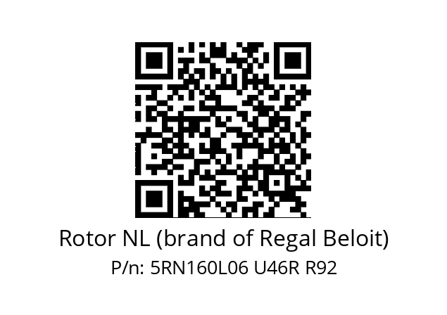   Rotor NL (brand of Regal Beloit) 5RN160L06 U46R R92