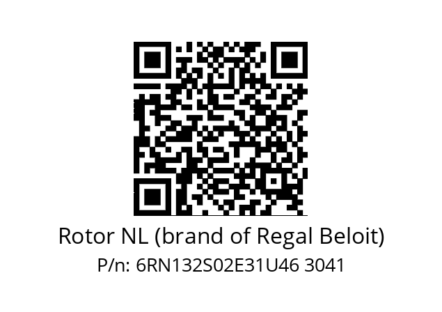   Rotor NL (brand of Regal Beloit) 6RN132S02E31U46 3041