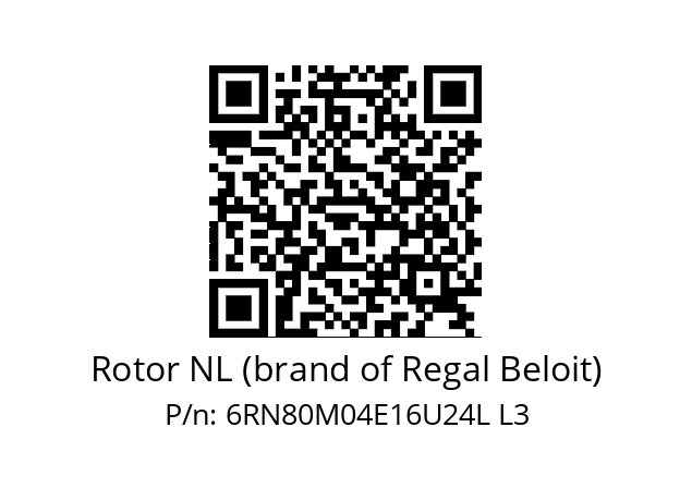   Rotor NL (brand of Regal Beloit) 6RN80M04E16U24L L3