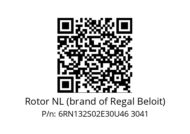   Rotor NL (brand of Regal Beloit) 6RN132S02E30U46 3041