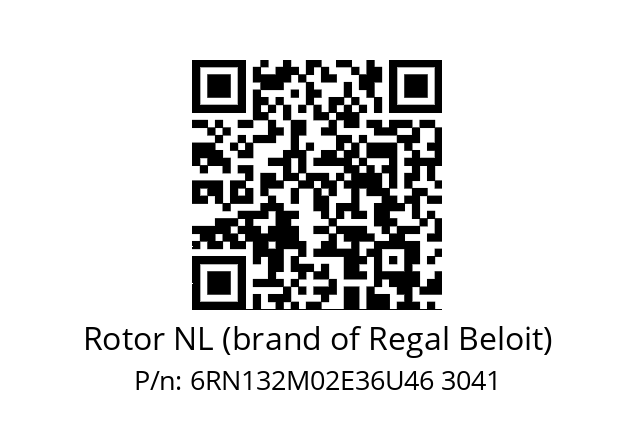   Rotor NL (brand of Regal Beloit) 6RN132M02E36U46 3041