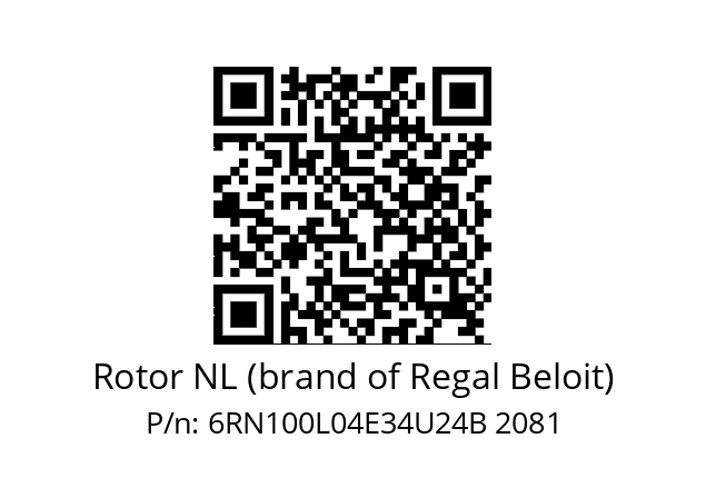   Rotor NL (brand of Regal Beloit) 6RN100L04E34U24B 2081