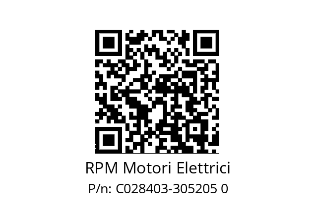   RPM Motori Elettrici C028403-305205 0