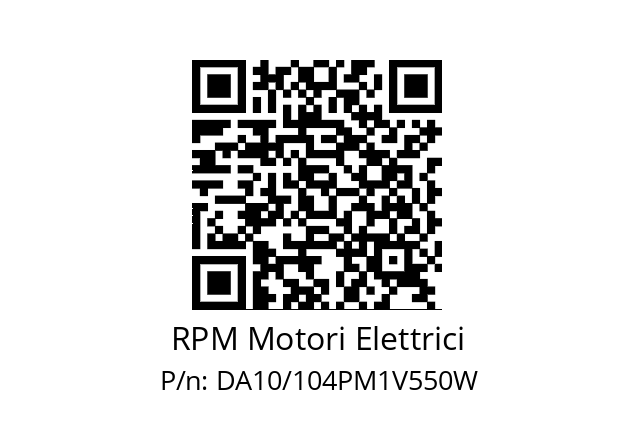   RPM Motori Elettrici DA10/104PM1V550W