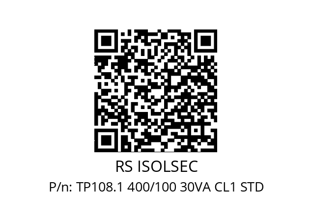   RS ISOLSEC TP108.1 400/100 30VA CL1 STD