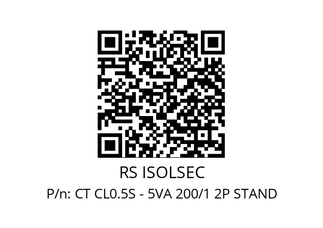   RS ISOLSEC CT CL0.5S - 5VA 200/1 2P STAND