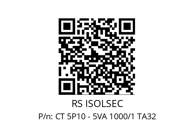   RS ISOLSEC CT 5P10 - 5VA 1000/1 TA32