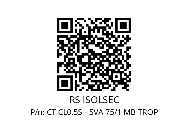   RS ISOLSEC CT CL0.5S - 5VA 75/1 MB TROP