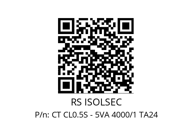   RS ISOLSEC CT CL0.5S - 5VA 4000/1 TA24