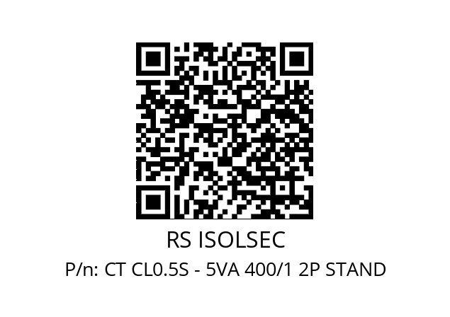   RS ISOLSEC CT CL0.5S - 5VA 400/1 2P STAND