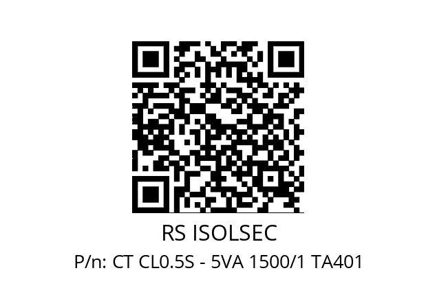   RS ISOLSEC CT CL0.5S - 5VA 1500/1 TA401