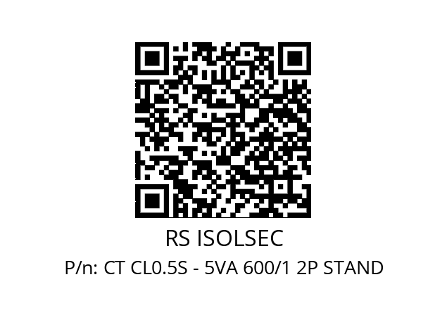   RS ISOLSEC CT CL0.5S - 5VA 600/1 2P STAND