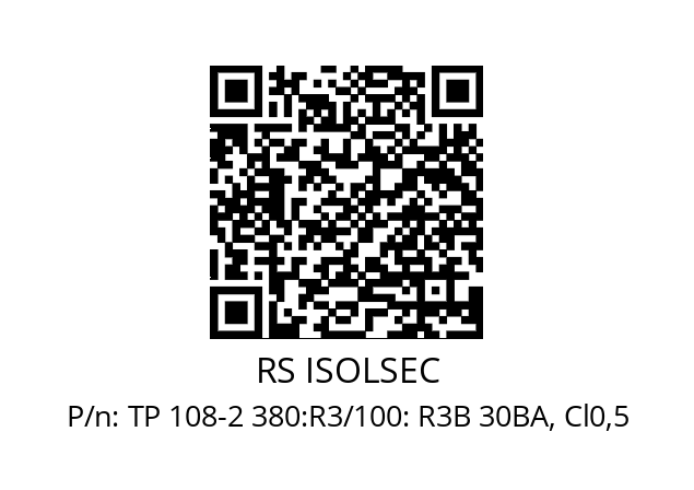   RS ISOLSEC TP 108-2 380:R3/100: R3B 30BA, Cl0,5