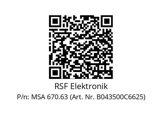   RSF Elektronik MSA 670.63 (Art. Nr. B043500C6625)