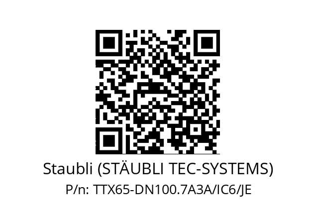   Staubli (STÄUBLI TEC-SYSTEMS) TTX65-DN100.7A3A/IC6/JE